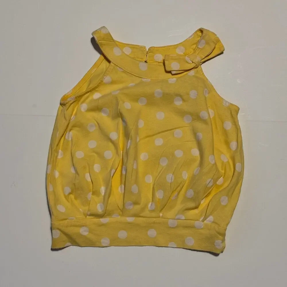 Cherokee Girls Yellow Polka Dot Halter Top & Sandwash Shorts Summer Bundle